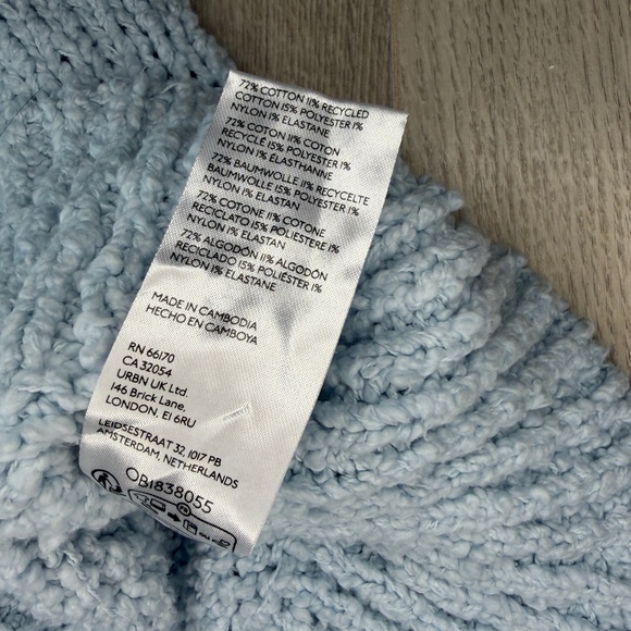 Anthropologie Chunky Knit Turtleneck Sweater Blue Oversized Small - Picture 7 of 7